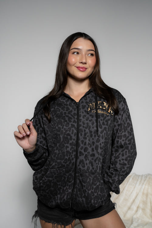 Full Zip-up Mix Leopard
