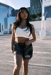 Women Black Maile Lei Mesh Shorts